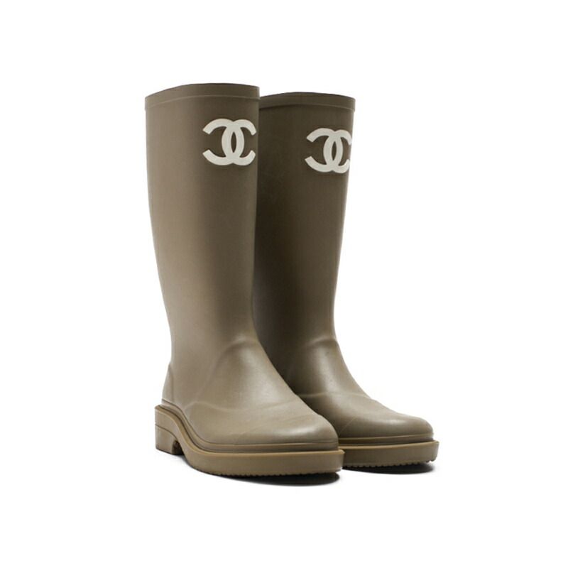 返品可】CHANEL シャネル ココマーク ラバー レインブーツ サイズ36