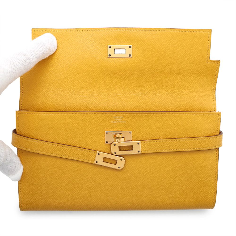 エルメス 長財布 ケリーウォレット ロング ブルーアズテック/シルバー  