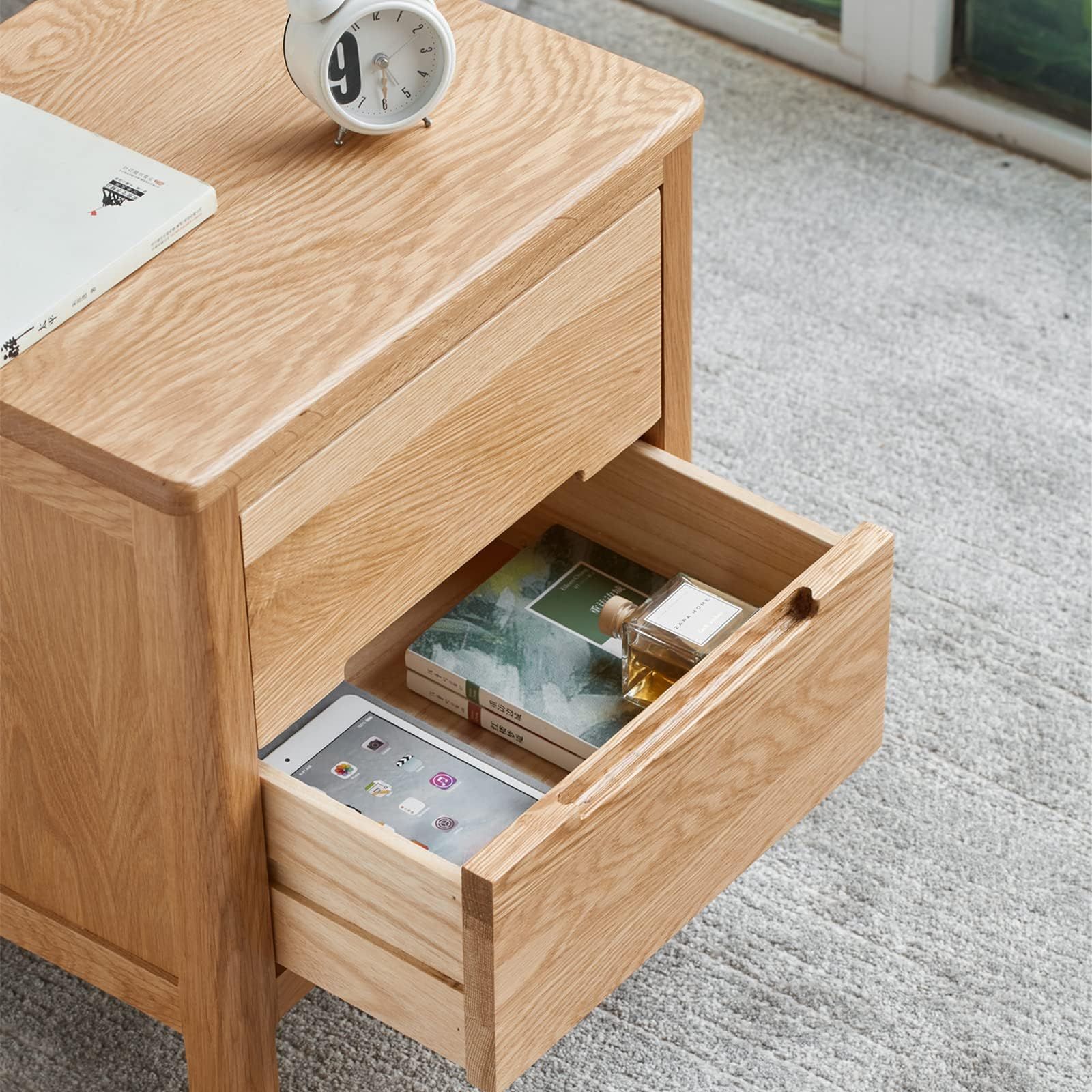 数量 アメリカオークウッド ベッドサイドテーブル ライトスタンド ナイトテーブル モダンなインテリア 木製 無垢材 完成品 RONG ソファスタンドエンド ランプテーブル 引き出し付き MU 小物収納 幅45cmx奥37cmx高さ49cm ナチュラル WWW_KANDAIZUMI_COM