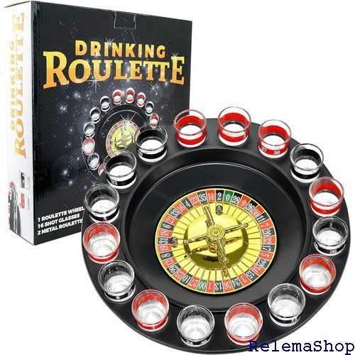 Drinking Roulette Game - Shot Glass – Set com: 16-Piece Red&frasl;Black 0 Party glass Balls Bo-Toys