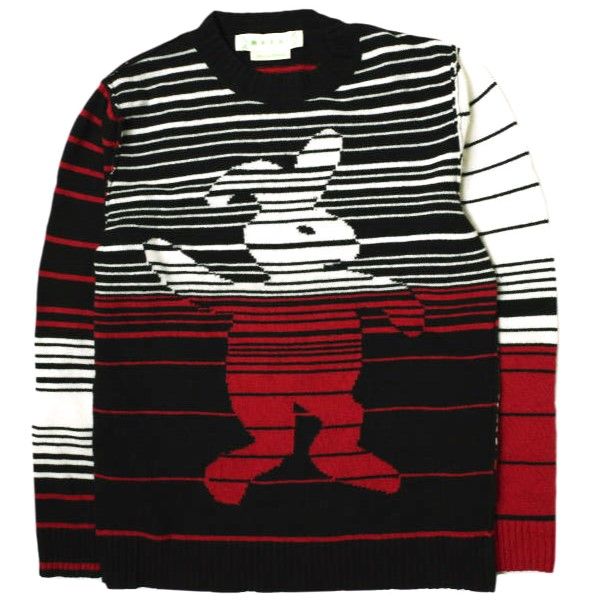 MARNI マルニ 19SS DANCE BUNNY SWEATER ダンスバニー マルチボーダークルーネックニット GCMG0049Q0  S16637 44 BLACK/WHITE/RED セーター プルオーバー トップス【MARNI】約43cm着丈 - ニット/セーター