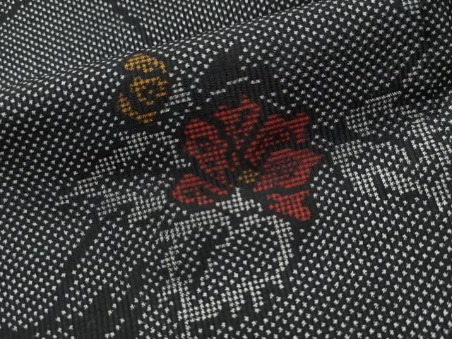 平和屋着物○本場大島紬 7マルキ 花唐草文 友原織物謹製 証紙付き 正絹