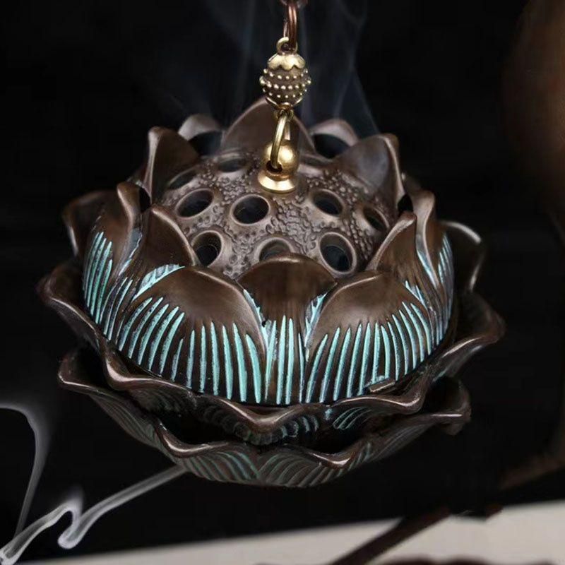 銅器 弔炉 大樹蓮華弔炉 室内薫香炉 香道具 工芸品 置物