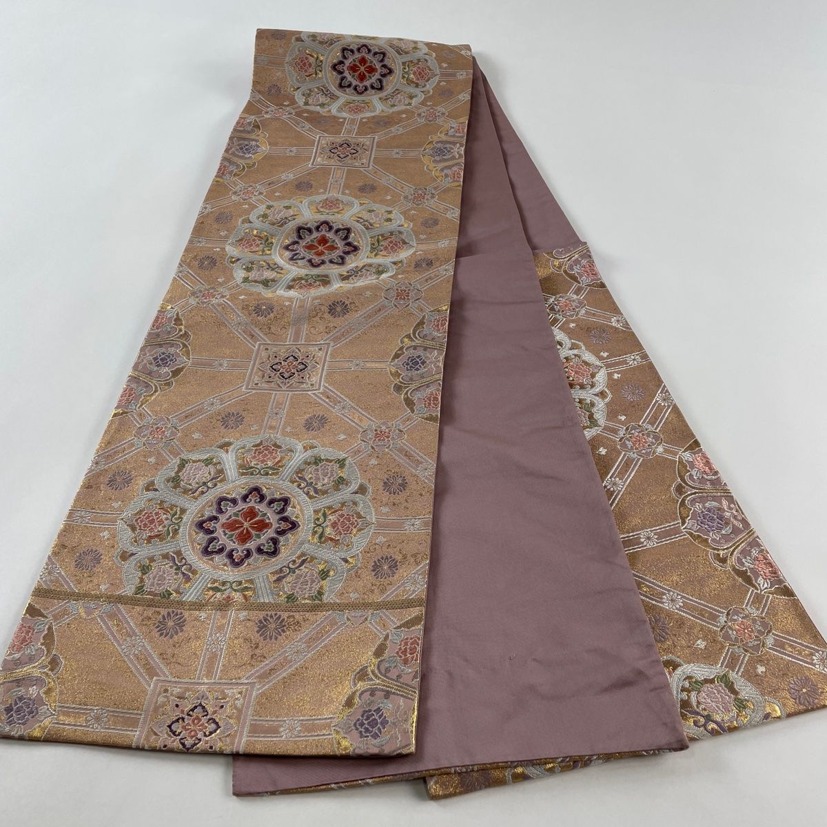 406my157◇黄金ムガ 洋風 小花 花唐草 金糸 六通 袋帯◇美品 406my157◇黄金ムガ 洋風 小花 花唐草 金糸 六通 袋帯◇美品