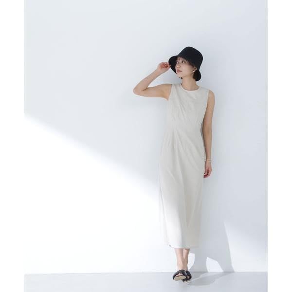 ナチュラルビューティーベーシック カジュアルドレス ミニマルナローワンピース レディース ベージュ