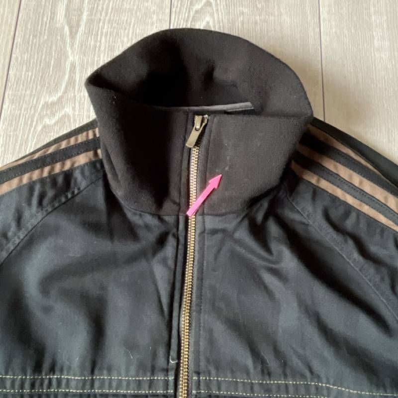 adidas ジップアップジャケット Oサイズ ブラック/ブラウン 背面