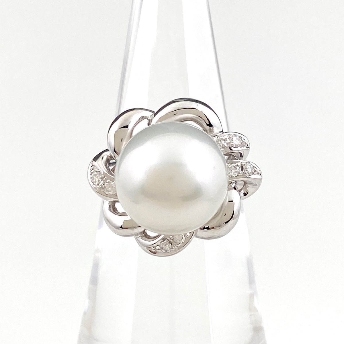 タサキ TASAKI パール デザインリング プラチナ メレダイヤ 真珠 指輪  