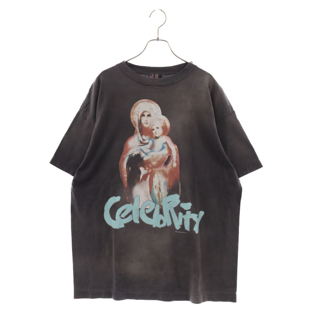 SAINT MICHAEL (セントマイケル) 24SS×SHERMER ACADEMY SA_SS TEE/CELEBRITY シャーマーアカデミー セレブリティ マリアプリント ダメージ加工半袖Tシャツ グレー SM-YS8-0000-C39