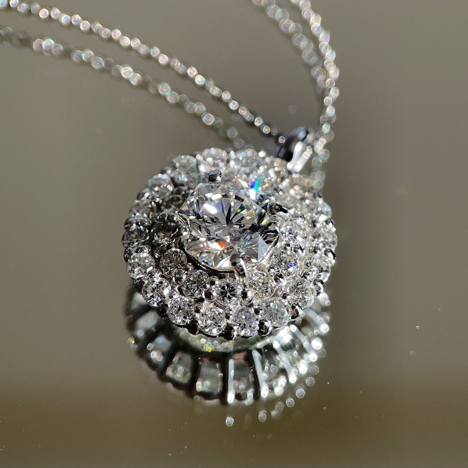 PT950/850 0.546ct 0.40ct ハッピーエイト ダイヤモンドネックレス 