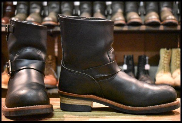 9D 10年 レッドウィング 2976 ショート エンジニア 黒 ブラッククローム スチールトゥ プルオン ブーツ redwing HOPESMORE FJ156