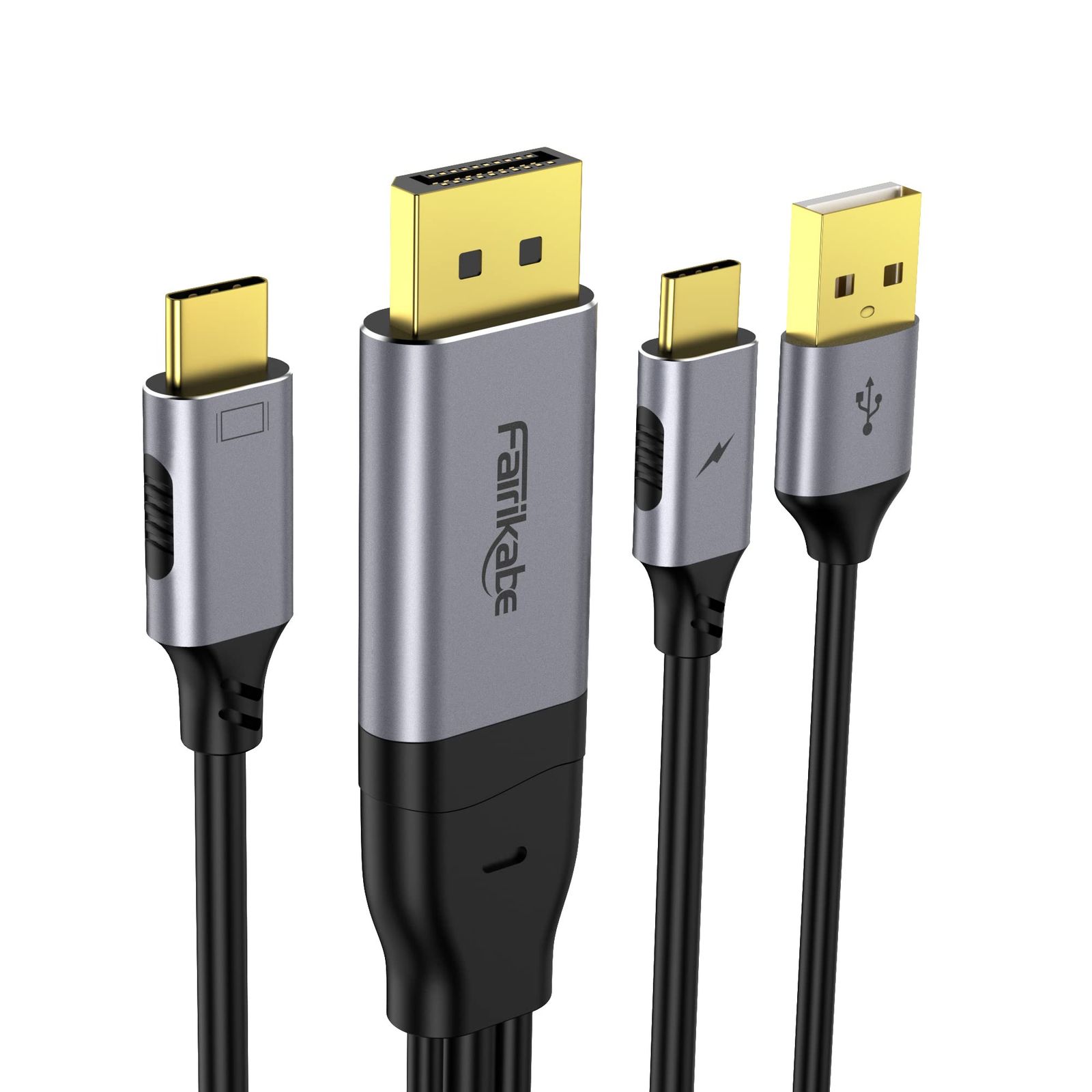 fairikabe DisplayPort - USB Cケーブル 4K 60Hz、6.6フィート 単方向DisplayPortソースからUSB-Cタッチ可能なポータブルモニター、Nreal Air/Huawei VRガラス、USB-Cモニター、プロジェクタ 
