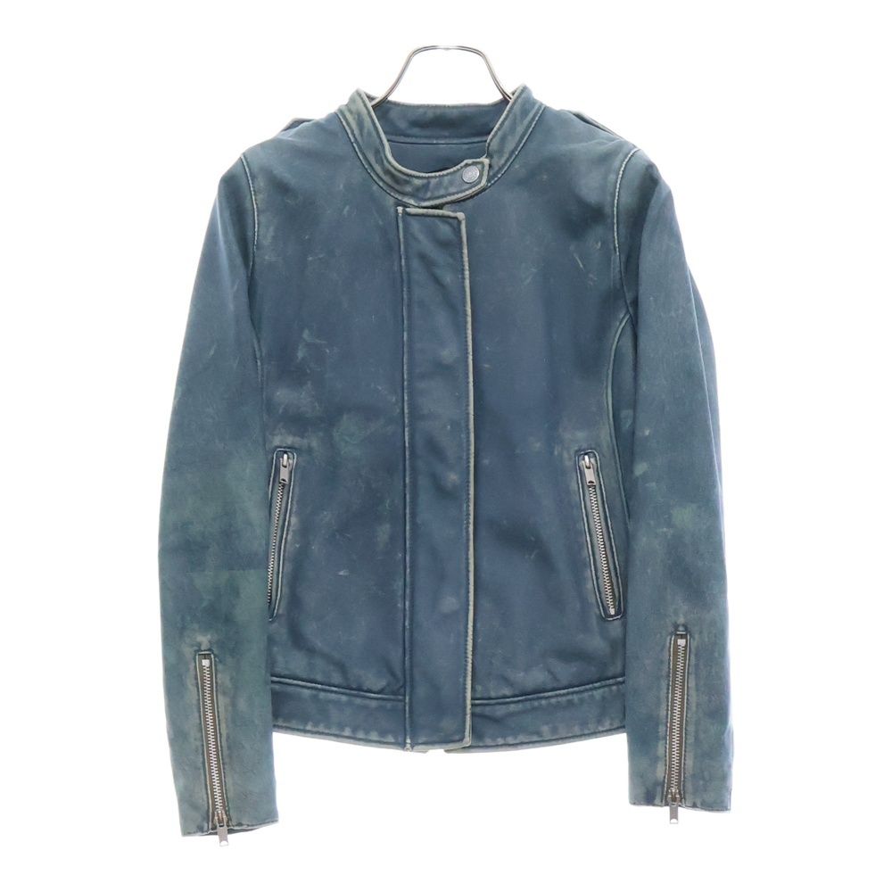ヒステリックグラマー　レザー　ジャケット　シングル　ライダース　山羊革　ブルー HYSTERIC GLAMOUR (ヒステリックグラマー) 羊革 ラムレザー シングル