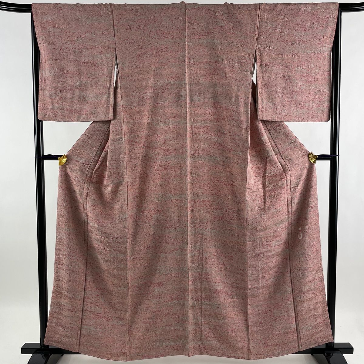 小紋 美品 名品 加藤唐九郎 陶彩染 ピンク 袷 身丈160cm 裄丈67.5cm M