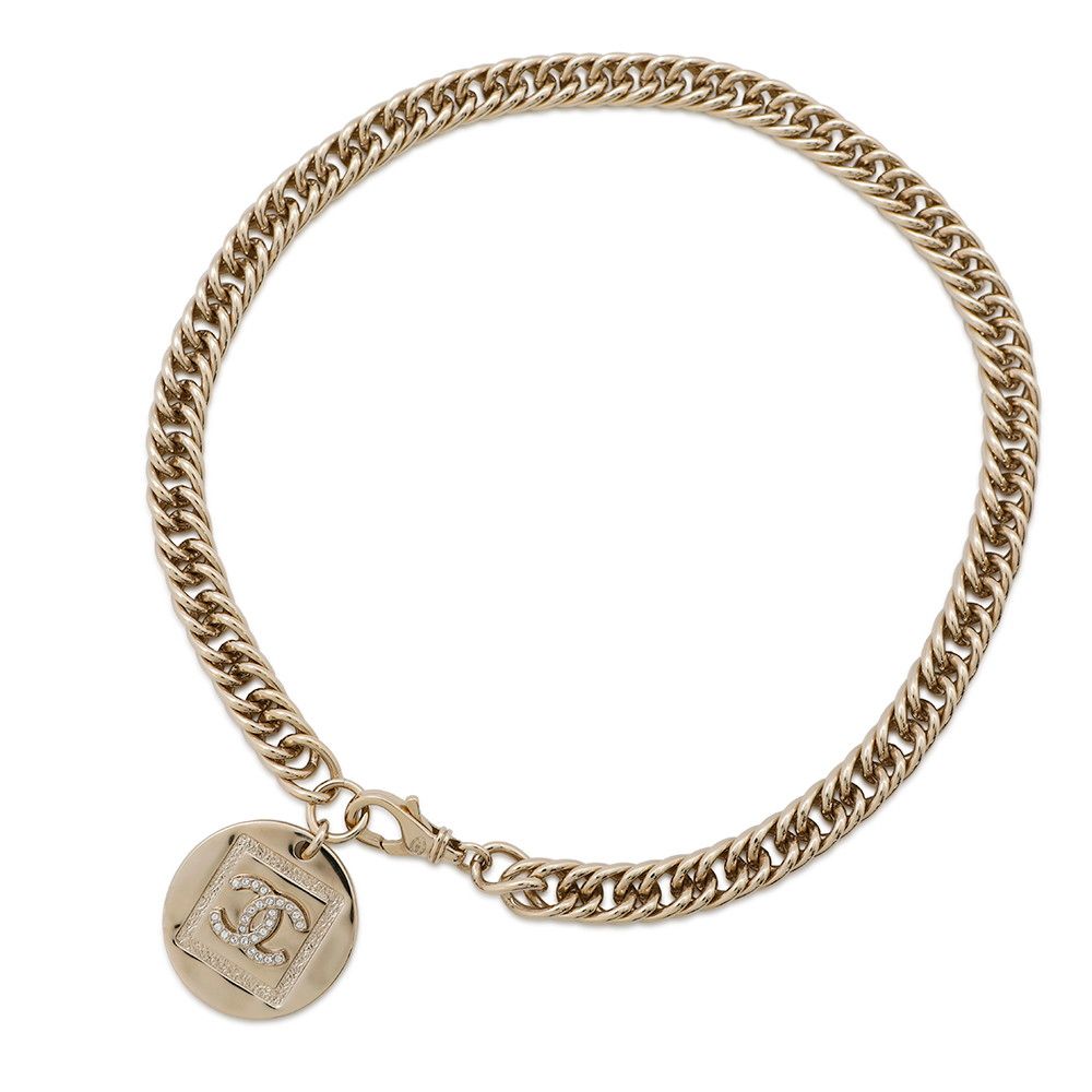 シャネル ネックレス ココマーク ラウンドプレート メタル CHANEL アクセサリー チョーカー