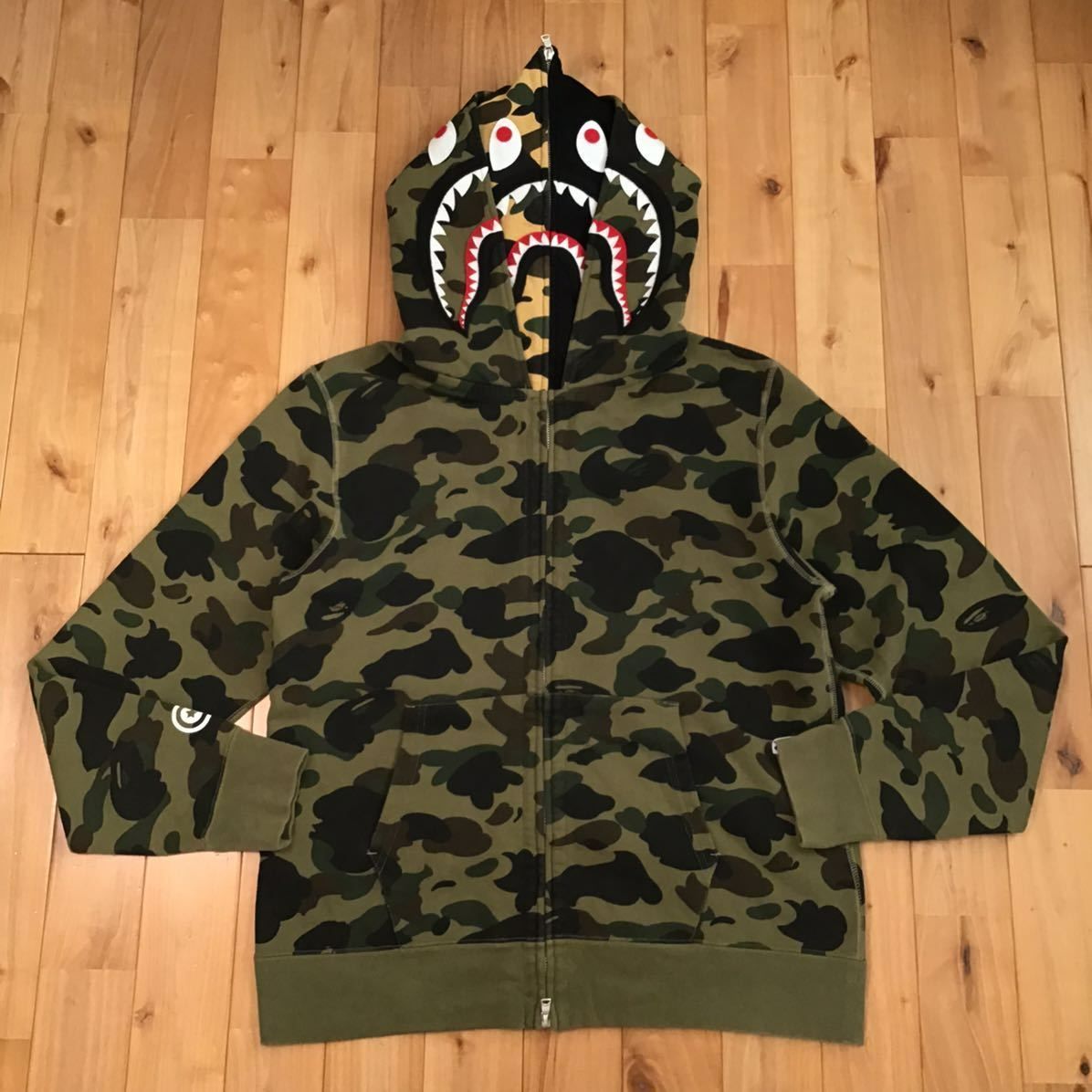 ☆XL☆ 1st camo green ダブル シャーク パーカー double shark full