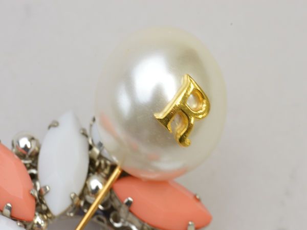 ルネ Rene ブローチ パール ビジュー ピンブローチ シルバー×ゴールド