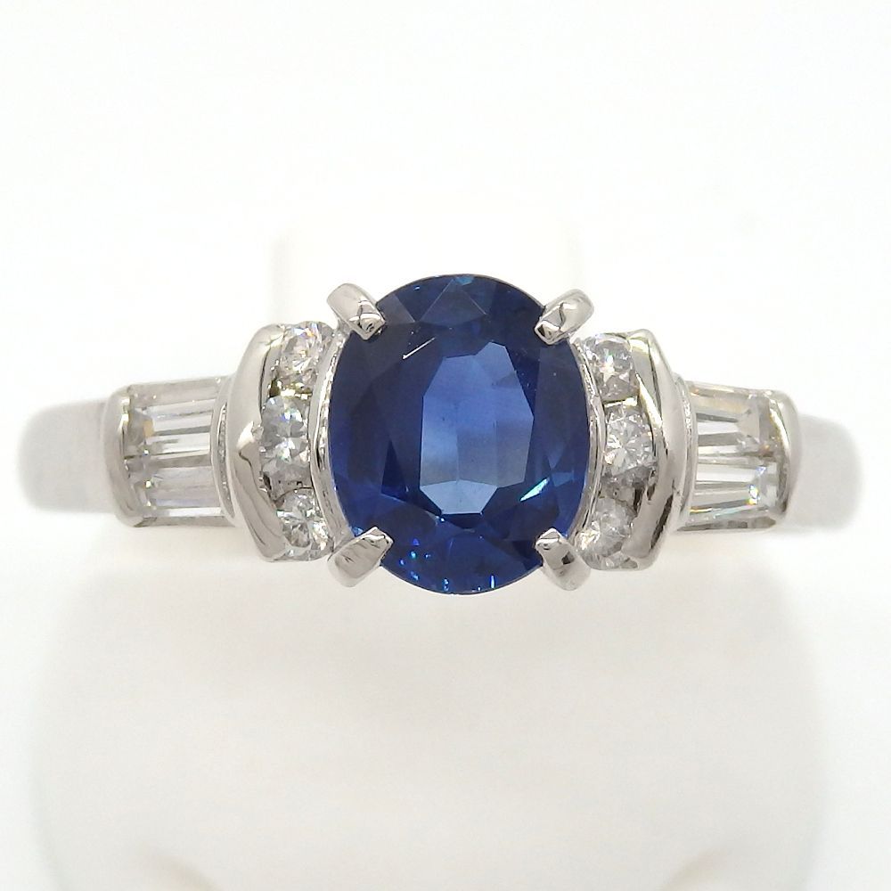 Pt900 プラチナ サファイア 1.14ct ダイヤモンド 0.34ct 指輪 