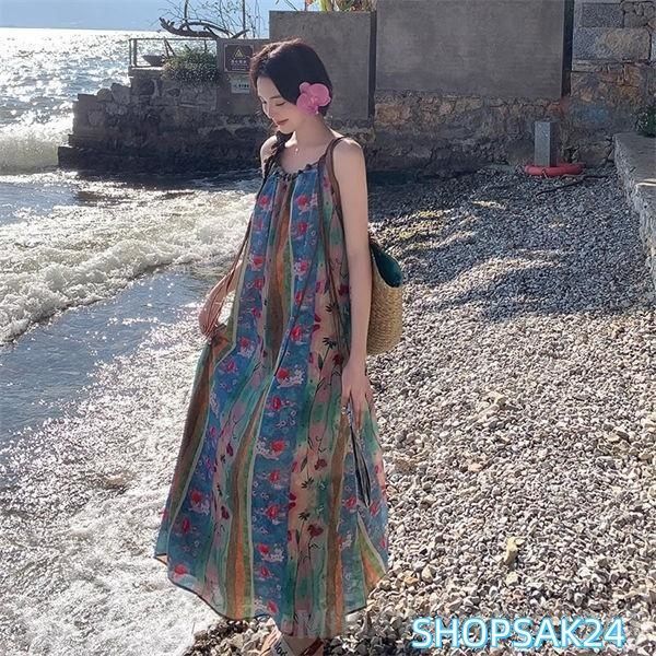 ワンピース レディース リゾートワンピース リゾート サマードレス ドレス ロング シフォン サマー 夏ワンピ リゾートワンピ Aライン ワンピ ロングワンピース ハワイ サマードレス☆レディース