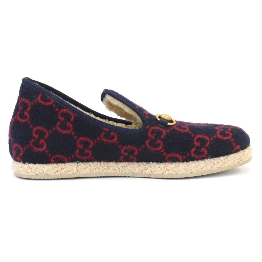 Gucci グッチ ローファー ブラウン ホースビット　ワインレッド GUCCI - GUCCI(グッチ)ブラウン ロゴ ジャガードベルベット