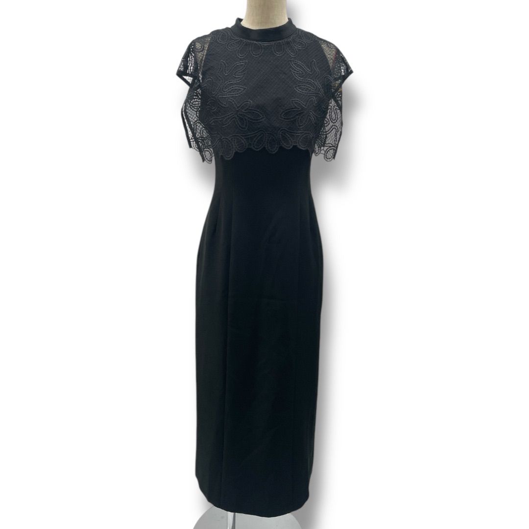 LAGUNAMOON ラグナムーン LADYヨーク刺繍Iラインドレス ロングワンピース 結婚式 パーティー パット入り 032340300801-01 黒 ブラック Sサイズ レディース 夏 有明ガーデンrecollect店No.201