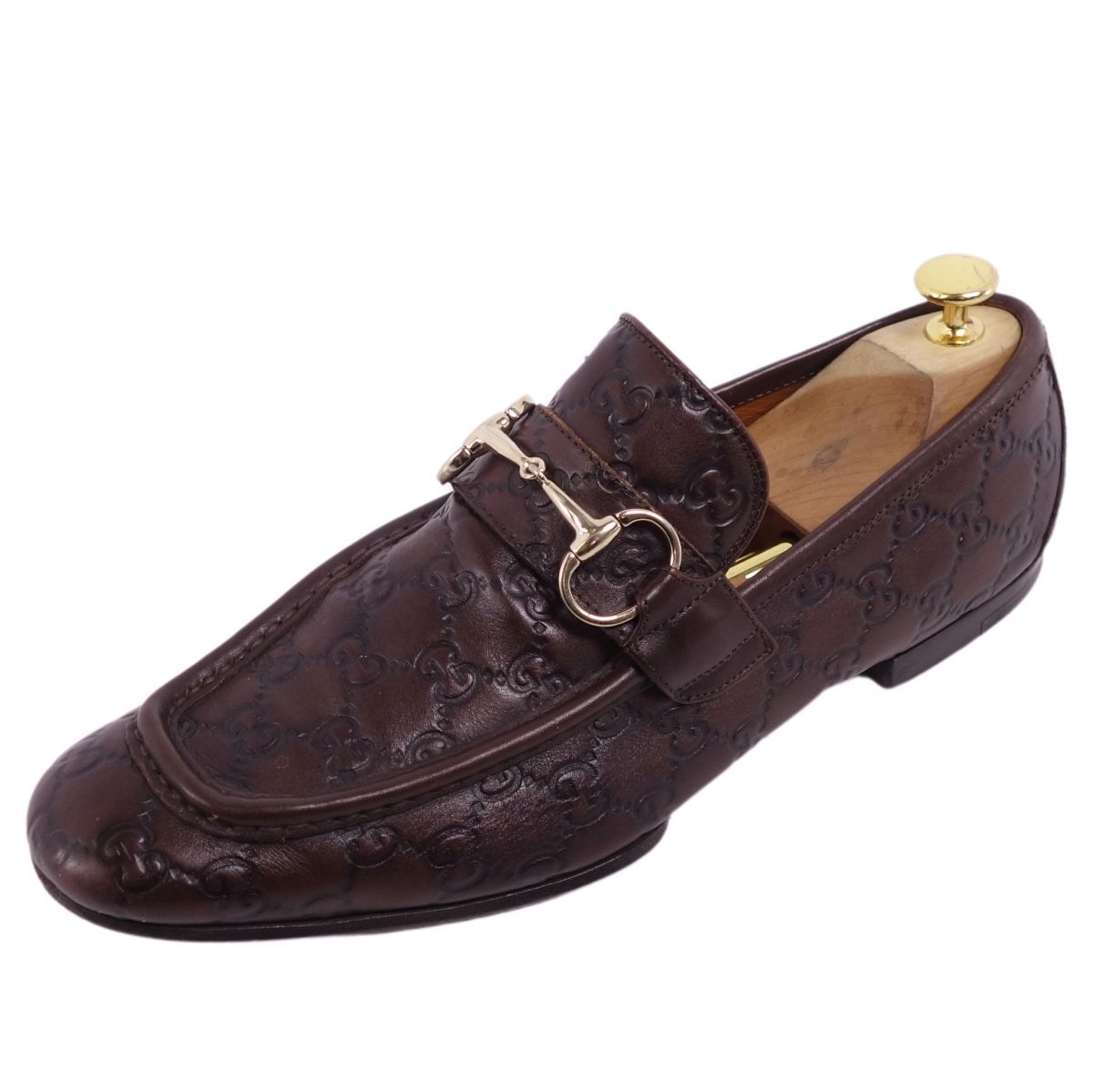 グッチ GUCCI ローファー モカシン ホースビット GGロゴ レザー シューズ メンズ 41.5(26.5cm相当) ブラウン
