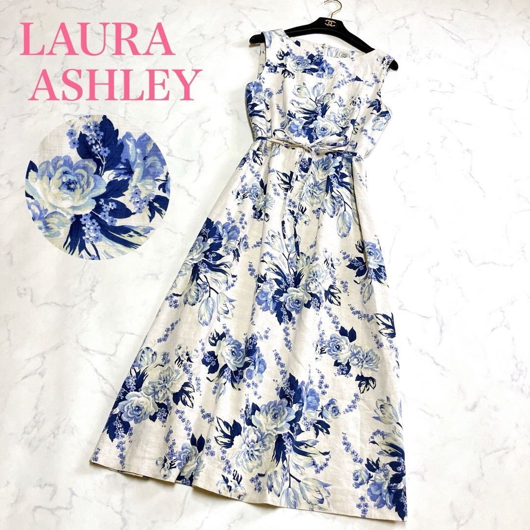 美品 LAURA ASHLEY ローラアシュレイ ロングワンピース リネン