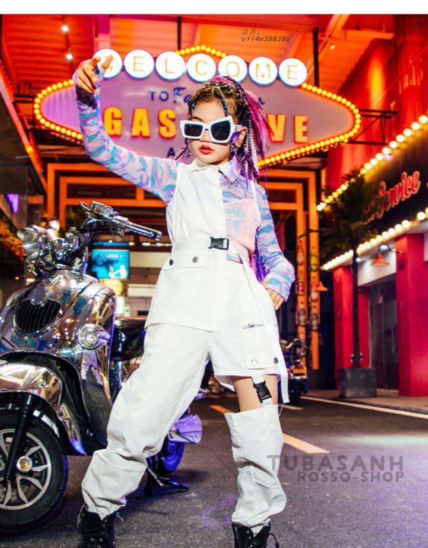 ダンス 衣装 キッズ ガールズ 白 紫 春 ジャズダンス HIPHOP 応援団 韓国 へそ出し スパンセットアップ 秋 ヒップホップ 練習着 綴合す vii4w388386 LLC-HASEGAWATOSO_COM