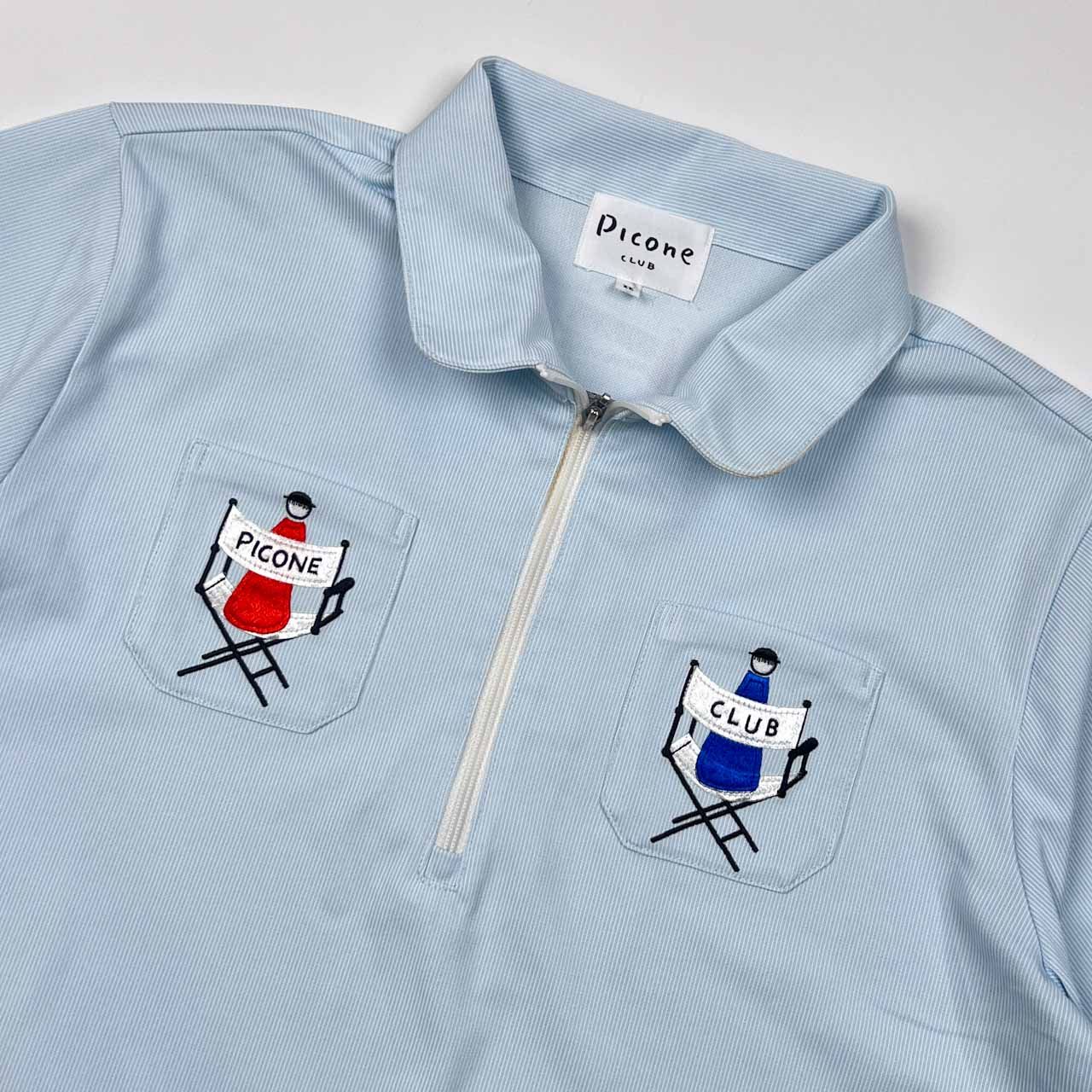 ピッコーネクラブ ハーフジップ シャツ サイズⅡ レディース L ゴルフウェア Picone CLUB ピッコーネ ストライプ ハーフジップ 半袖シャツ 2