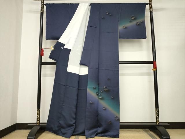 平和屋着物○染色作家 青木龍雲 訪問着 手描き 水滴 暈し染め 正絹