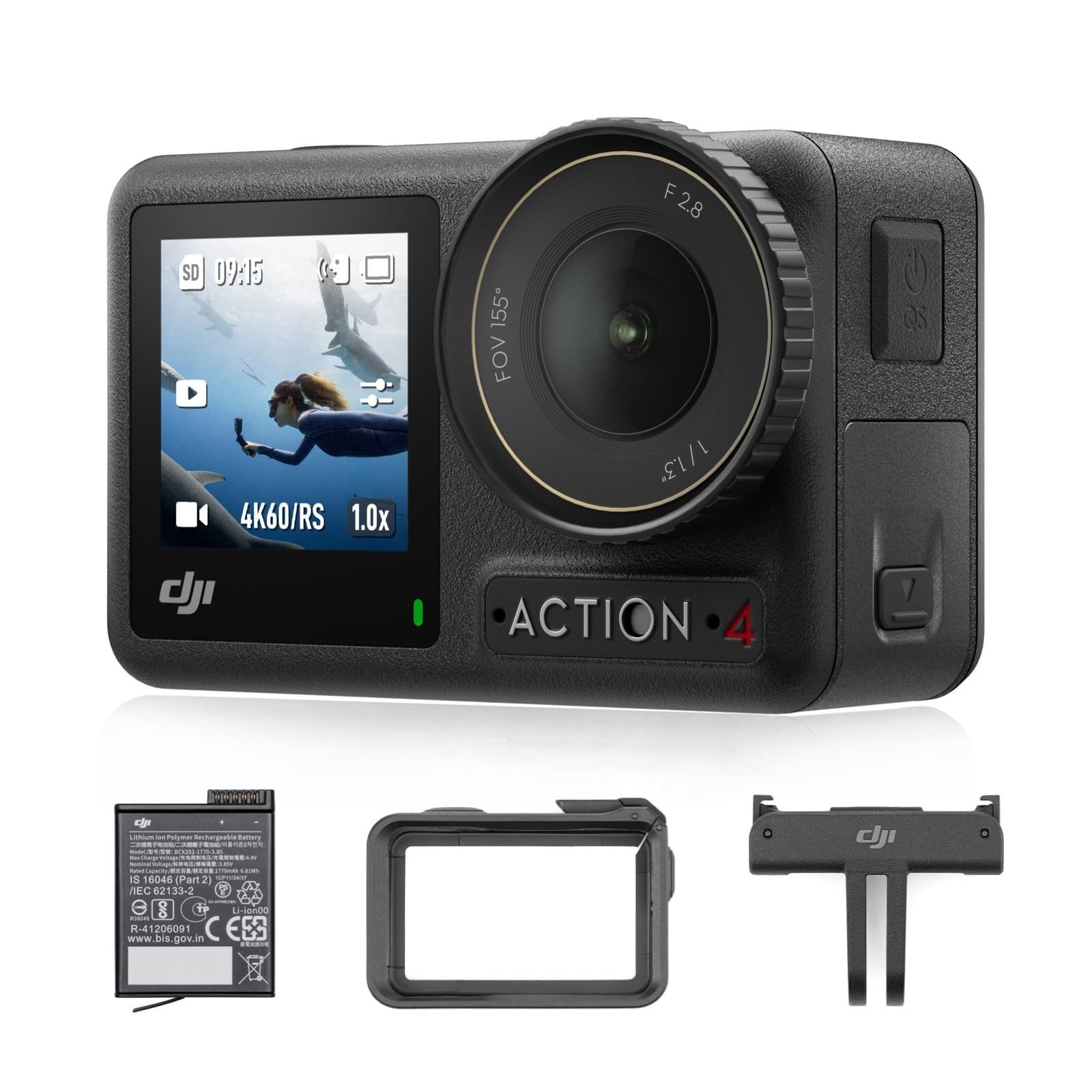 Amazon DJI アクションカメラ Osmo Action 4 エッセンシャルコンボ 4K 120fps対応 防水アクションカメラ 1 1.3インチセンサー搭載 驚 1年間メーカー標準保証 追加 なし 定番 エッセンシャルコンボ