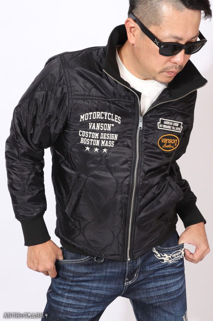 VANSON バンソン キルティングジャケット NVJK-2408 ブラック イーグル