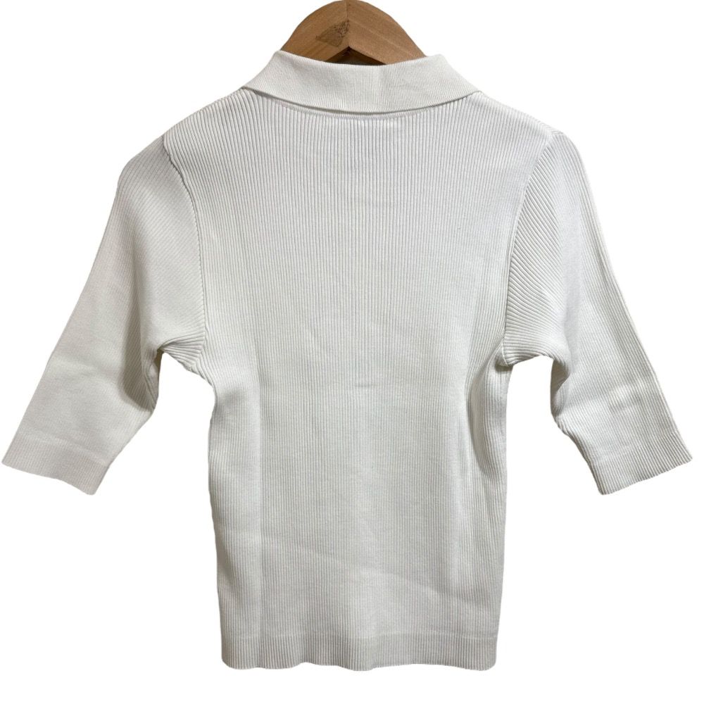 23SS AURALEE オーラリー GIZA HIGH GAUGE RIB KNIT POLO 半袖 リブニット ポロシャツ A23SP01HR サイズ0 ホワイト レディース 古着