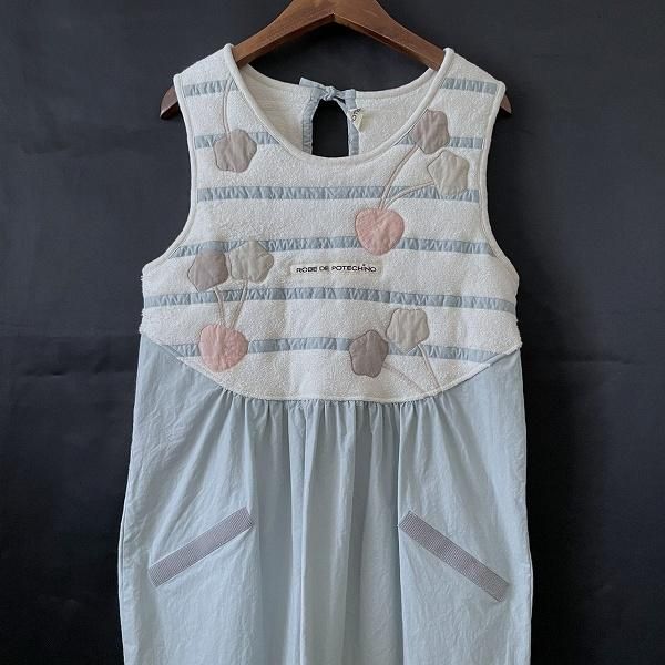 POTECHINO花モチーフ付きピンクエプロン ポテチーノ POTECHINO エプロン POTECHINO花モチーフ付きピンク