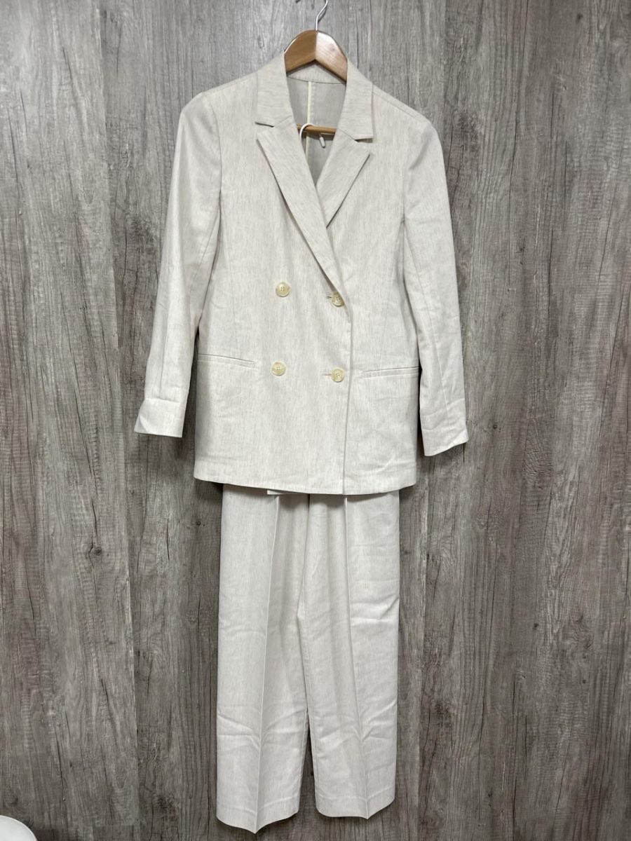 NOLLEY S ノーリーズ リネン混 シャンブレー ワイドパンツ ジャケット セットアップ size36|アイボリー ◎レディース