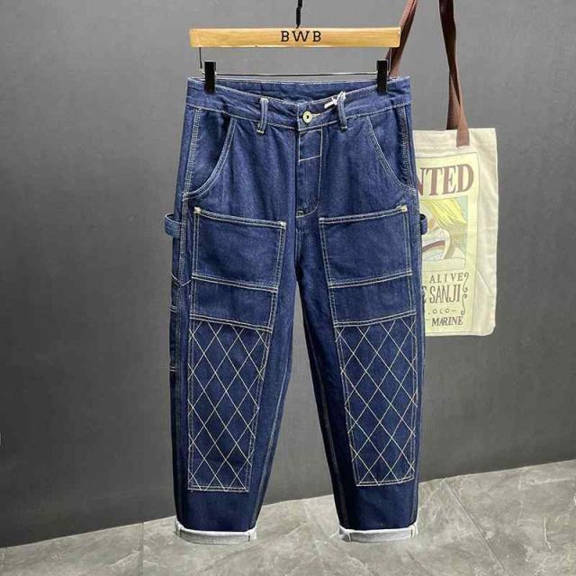 メンズ  服  シンプル ファッション オシャレ 大人 かっこいい 大きいサイズ ストリート 紳士服 秋 ストレート アメリカン ストリート ズボン カジュアル 綿 ダーク ブルー ジーンズ