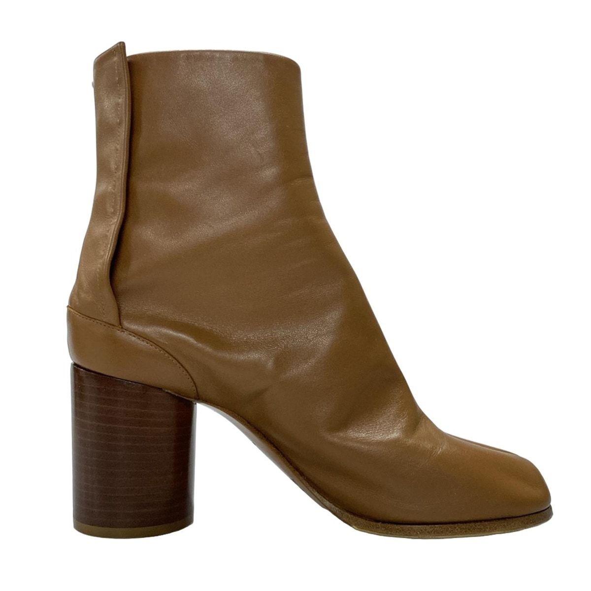 メゾンマルジェラ ショートブーツ 38 レディース - ブラウン タビ チャンキーヒール アウトソール張替済 レザー