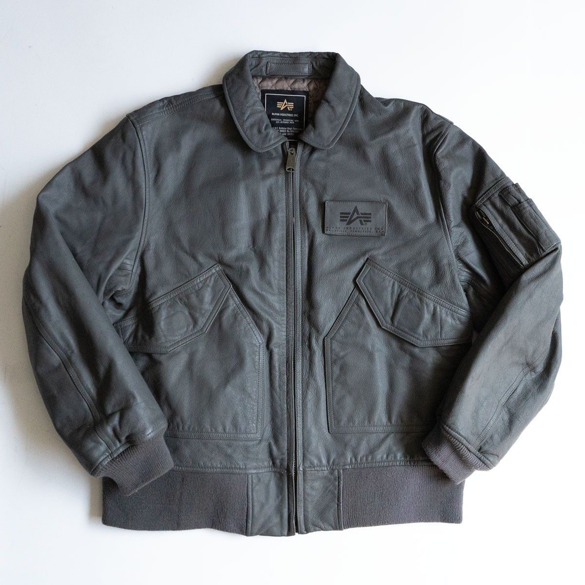 雰囲気抜群】ALPHA INDUSTRIES【レザー CWU フライトジャケット