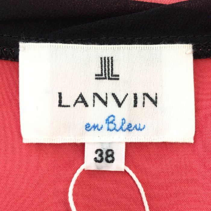 ランバンオンブルー LANVIN en Bleu リボンブラウス 半袖 サテン カットソー サイズ38 M相当 ピンク 春夏【中古】【新品同様】【美品】