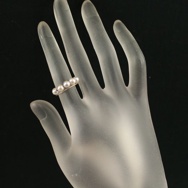 パール 真珠 4.8mm ミラーボール フリーサイズ リング K18PG/ワイヤー  