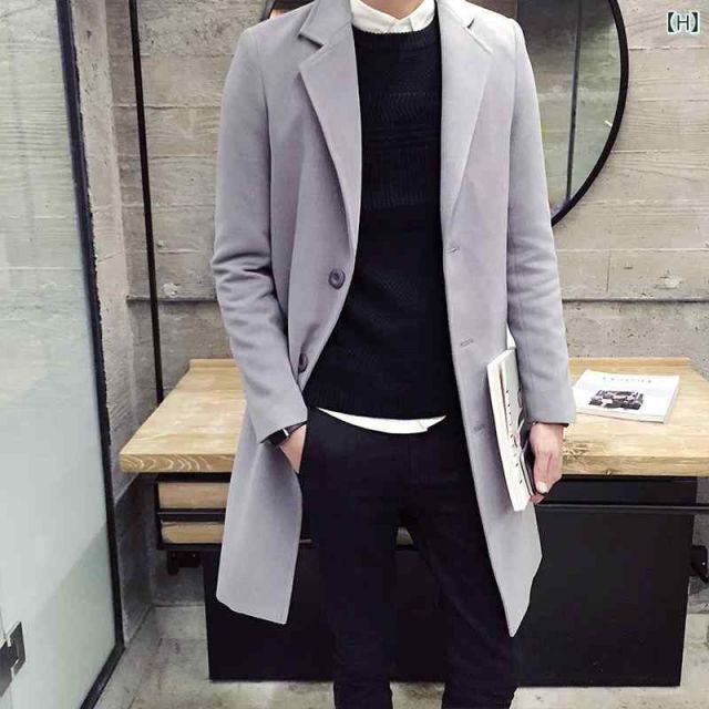 種類83：4XL/G：ダークグレー メンズ ファッション 服 男性用 オシャレ シンプル 大人 かっこいい ストリート  ウール コート ミドル丈 ウィンドブレーカー 薄手 