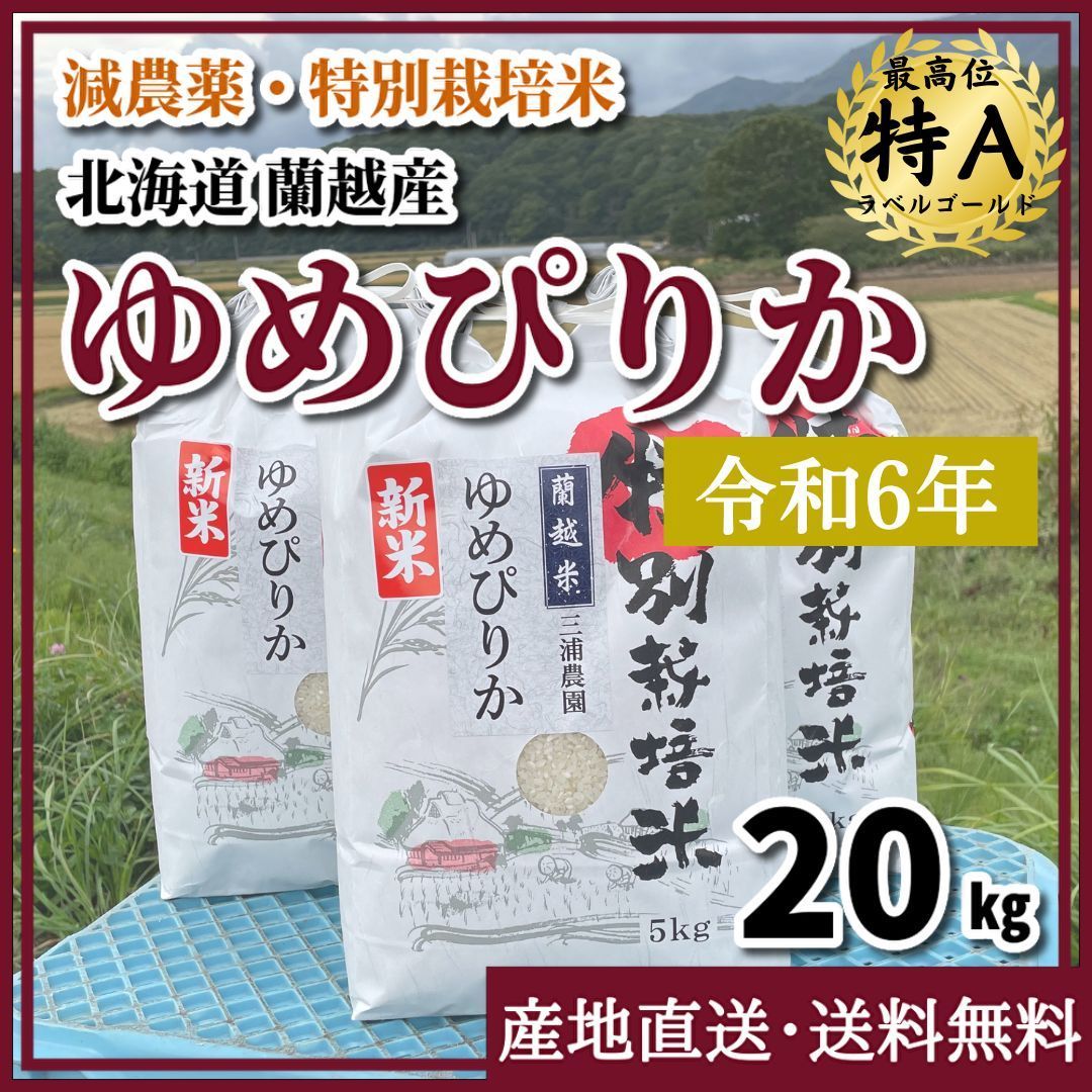 令和6年 減農薬 特別栽培米 ゆめぴりか 20kg 北海道 蘭越産