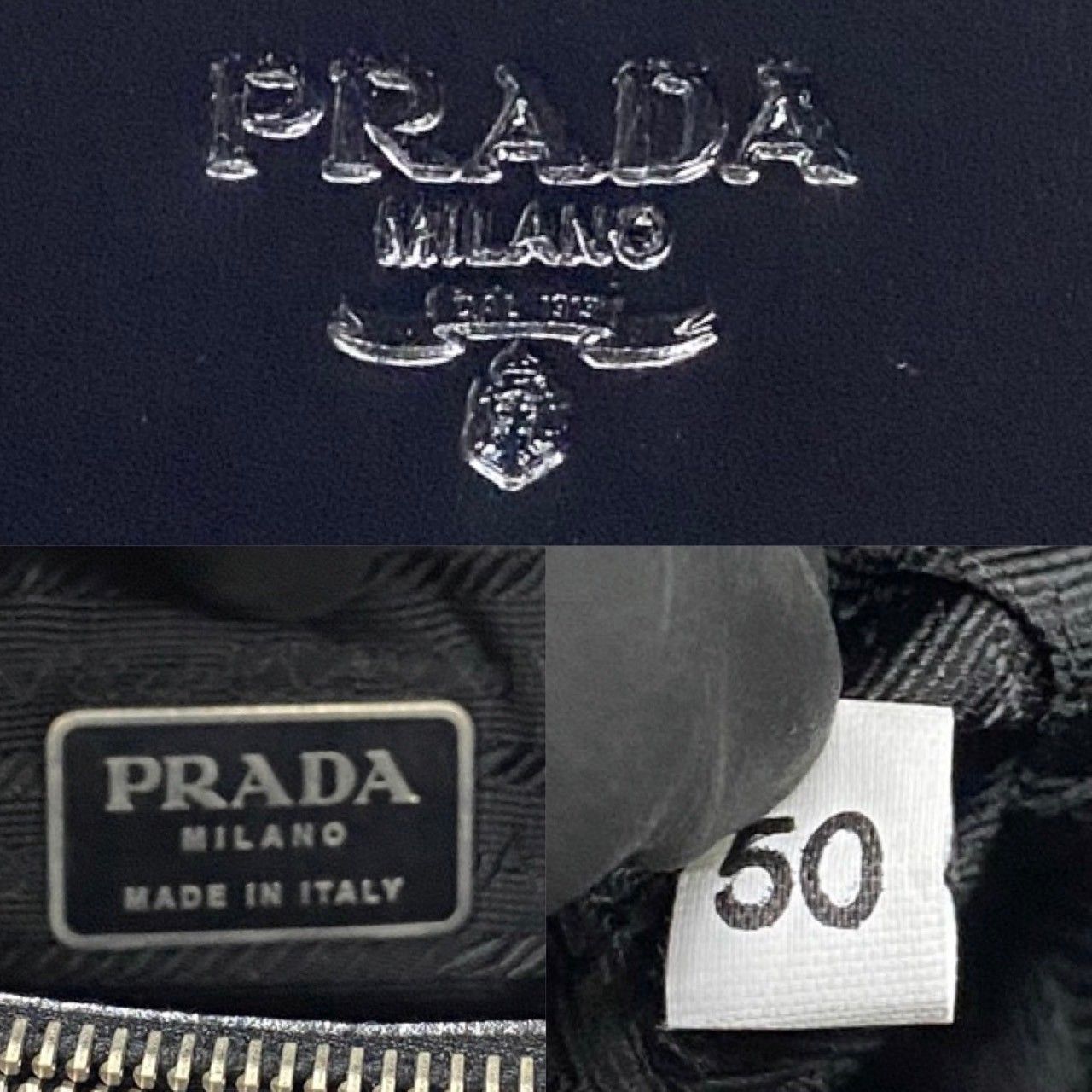ほぼ未使用 希少品 PRADA プラダ ロゴ 刻印 パテント レザー 本