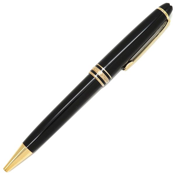 モンブラン Montblanc ボールペン マイスターシュテュック ゴールドコーティング クラシック GP プレシャスレジン ブラック×ゴールド 黒 筆記 済み 黒インク 132453