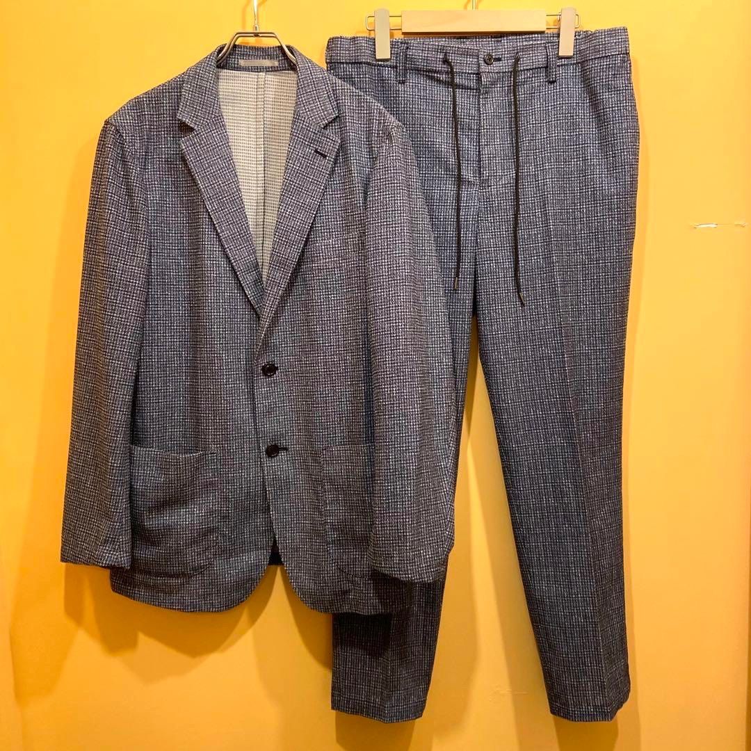 パジャマスーツ AOKI シアサッカー ストレッチ セットアップ ネイビー