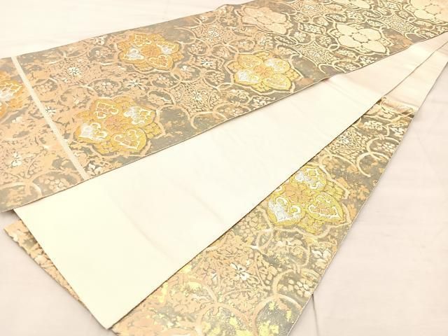 平和屋着物◎西陣 服部織物謹製 六通柄袋帯 こはく錦 手工芸 正