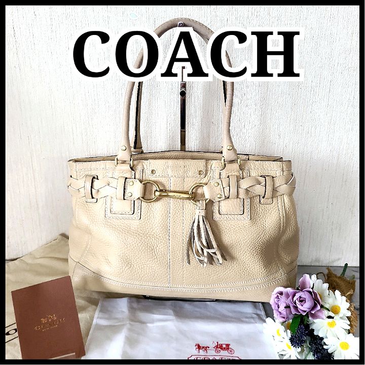 【極美品】コーチ 10528 トートバッグ ハンドバッグ レザー ベージュ コーチ COACH バッグ （ベージュ） -waja bazar - 海外