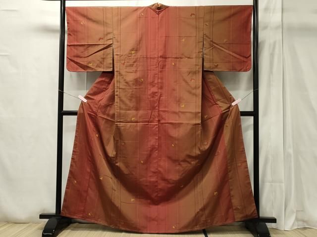 平和屋着物○上質な紬 草花文 正絹 逸品 CAAT7903oy