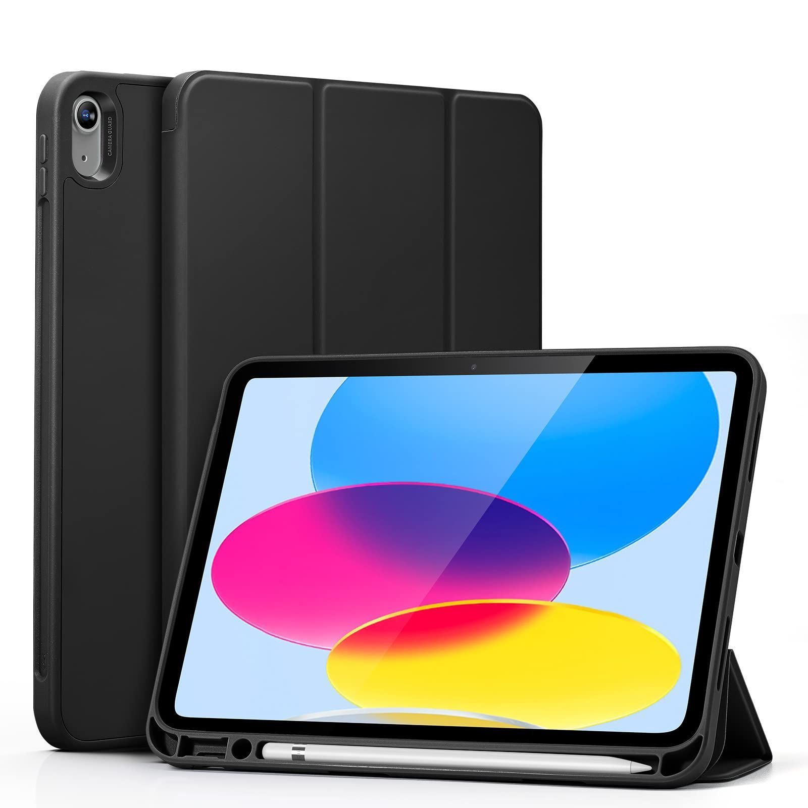 【数量限定】ESR iPad 10世代 ケース (2022年、10.9インチ) スリムな三つ折りスタンドケース ペンシルホルダー内蔵 Pencil 第2世代 対応 柔軟なバックカバー 自動ウェイク/スリープ 耐久性保護 Reboun