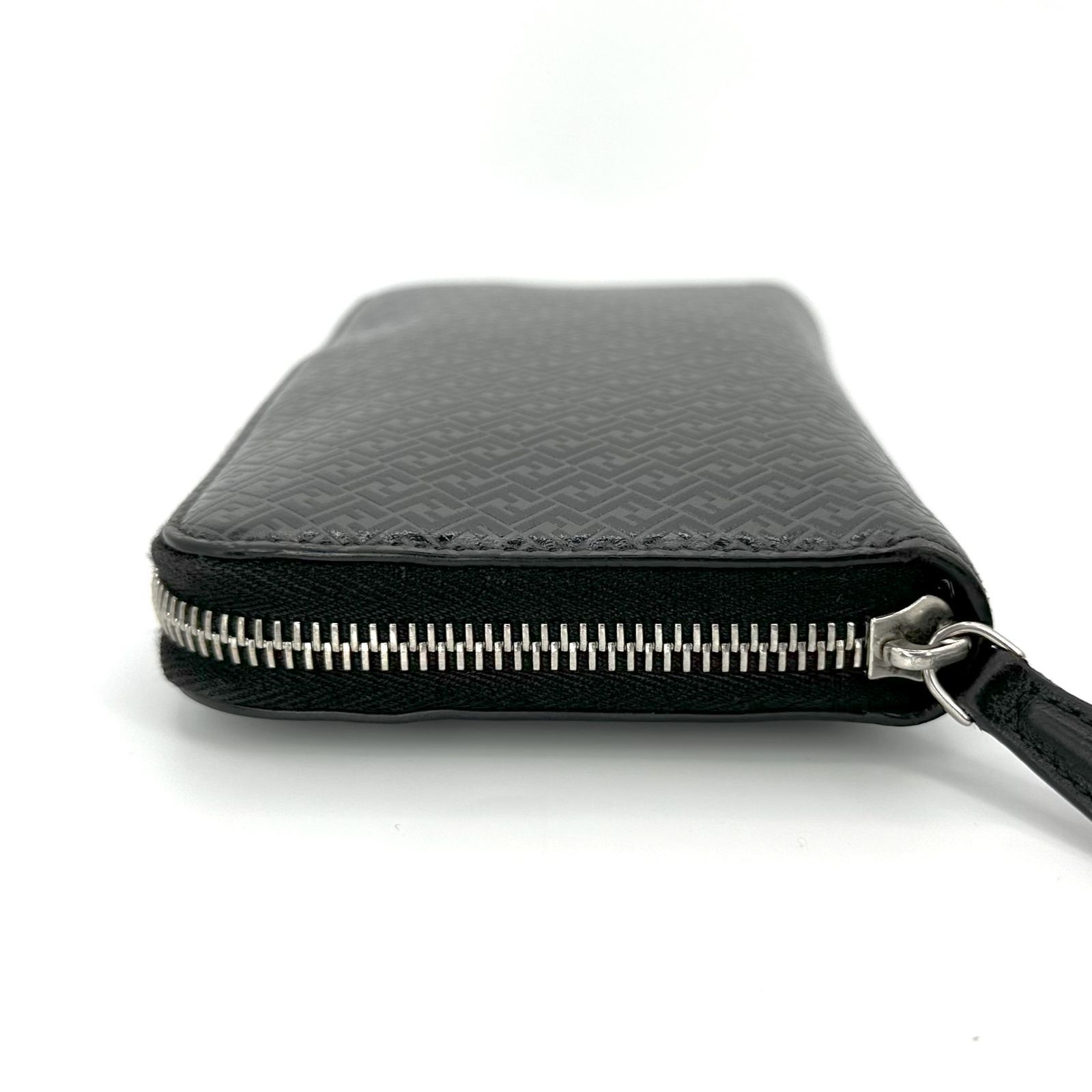 現行/美品 フェンディ マイクロ FF ラウンドファスナー 長財布 黒 グレー FENDI】フェンディ マイクロFF ラウンドファスナー 7M0210