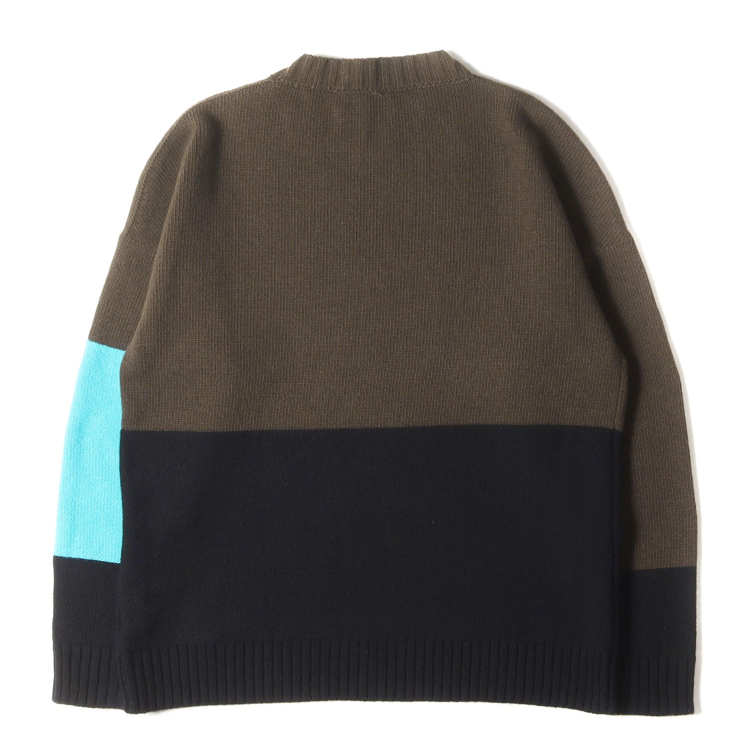 OFF-WHITE オフホワイト ニット カーキ ブラック サイズ:S | 22SS カラーブロック ウールニット セーター | イタリア製 | トップス プルオーバー【メンズ】【中古】【K4580】 OFF-WHITE オフホワイト ニット カーキ ブラック サイズ:S | 22SS